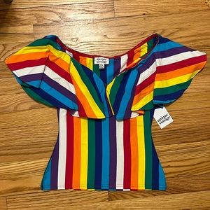 Unique vintage ruffle frenchie knit top